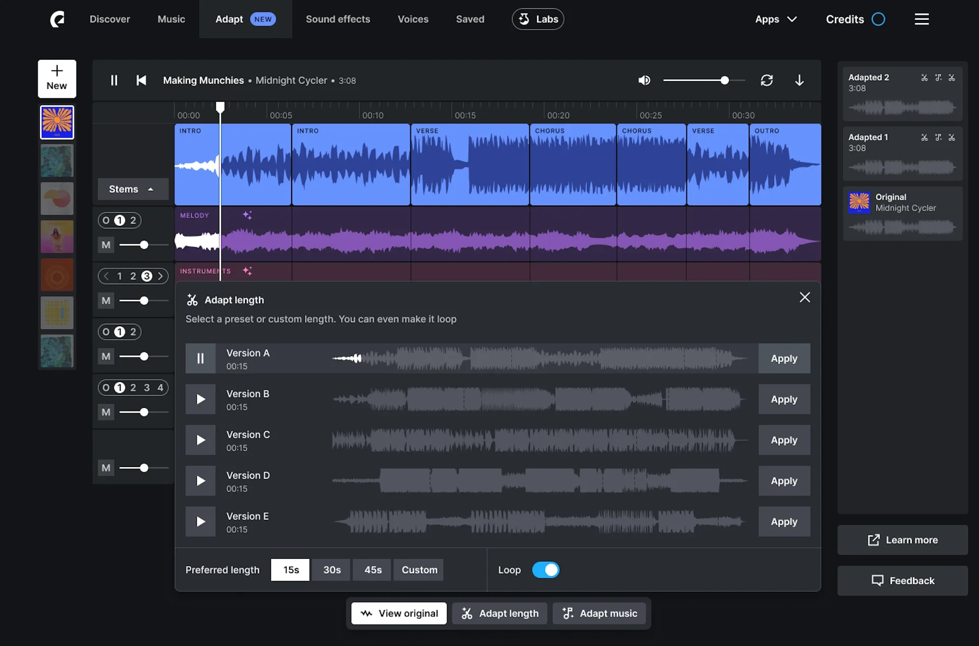 Adapt a track's length.