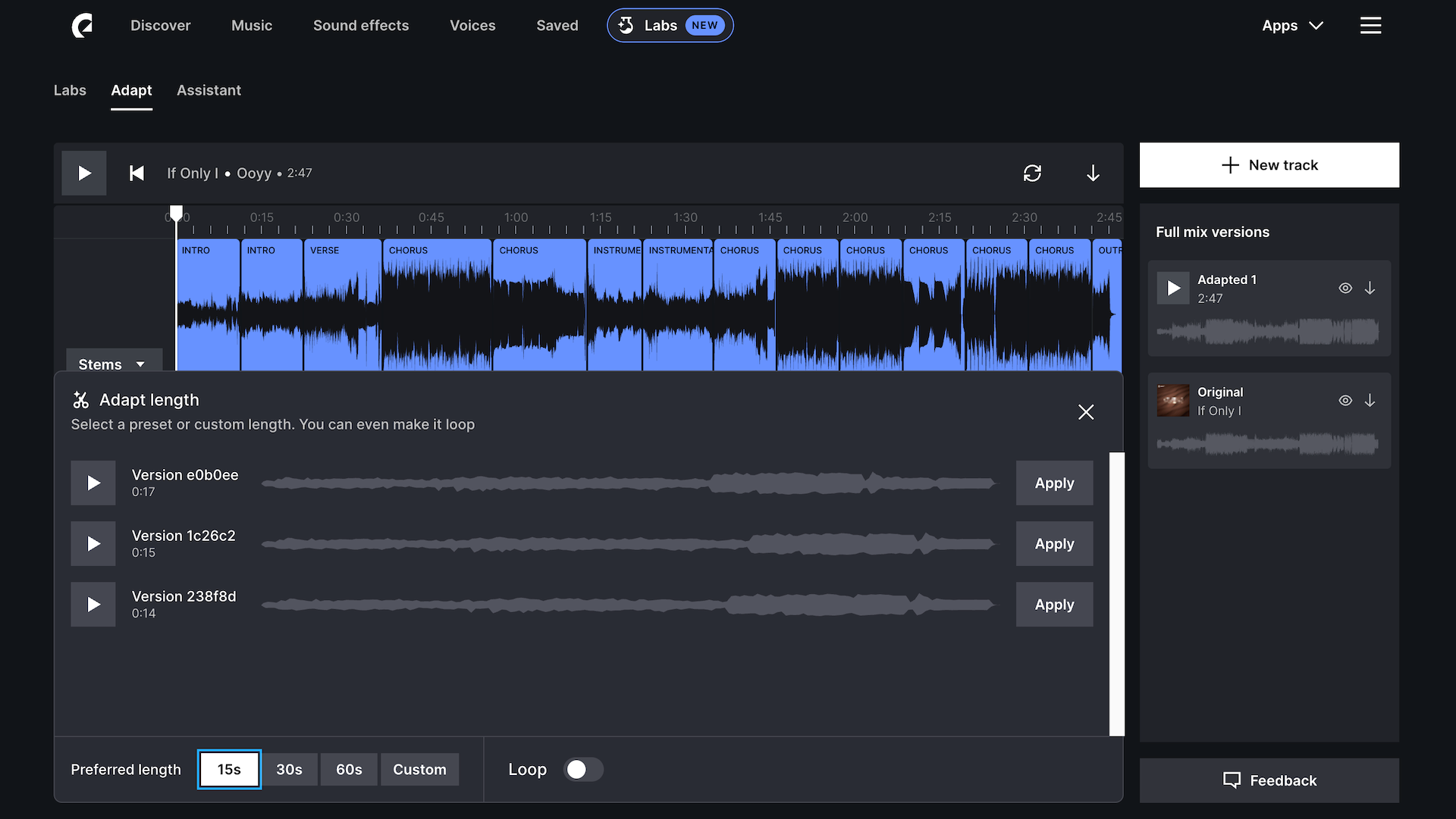 Adapting the track’s length
