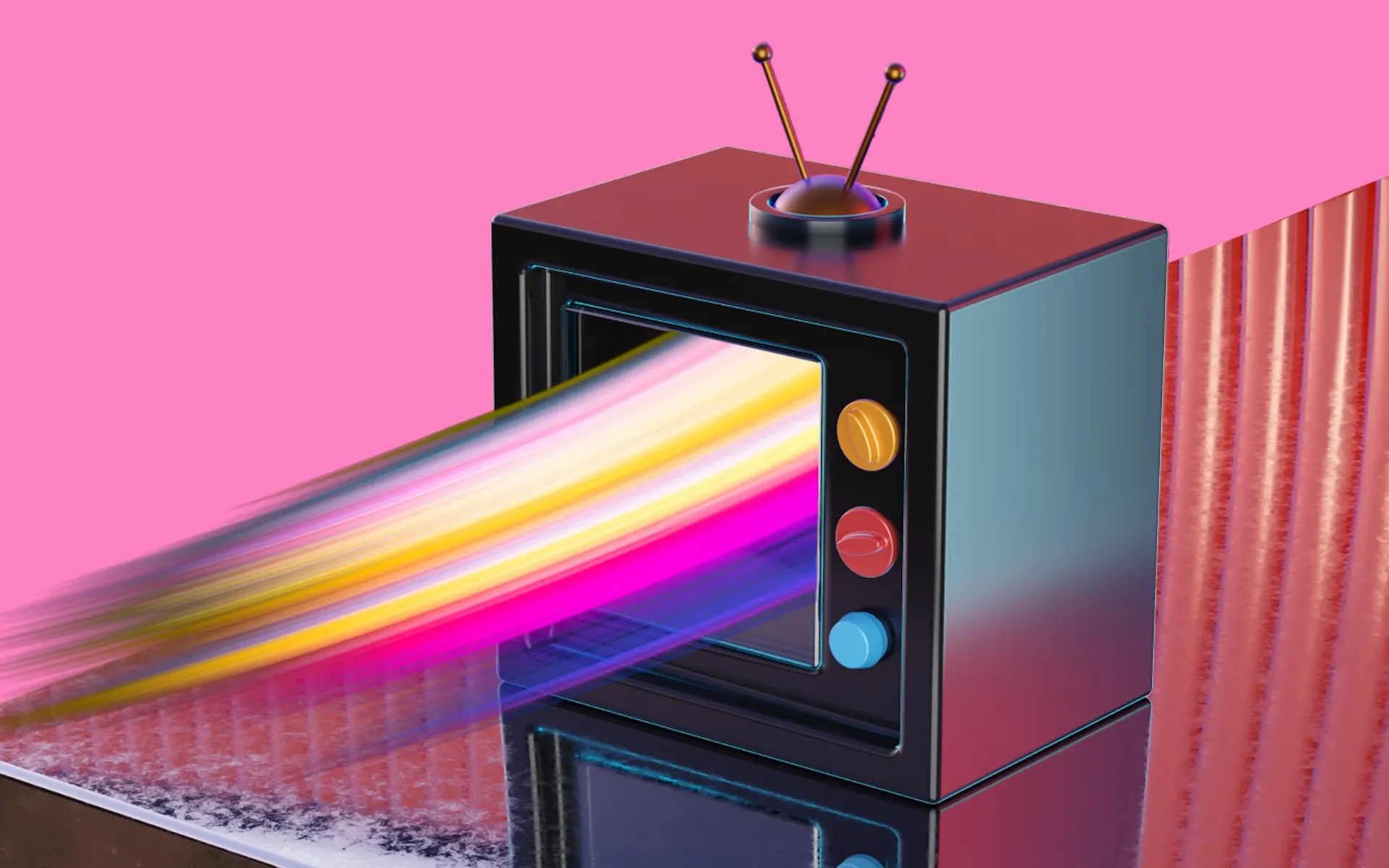 Streams of light coming from a TV