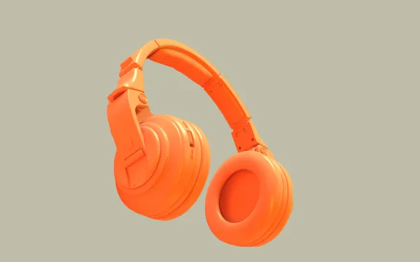 A pair of orange headphones