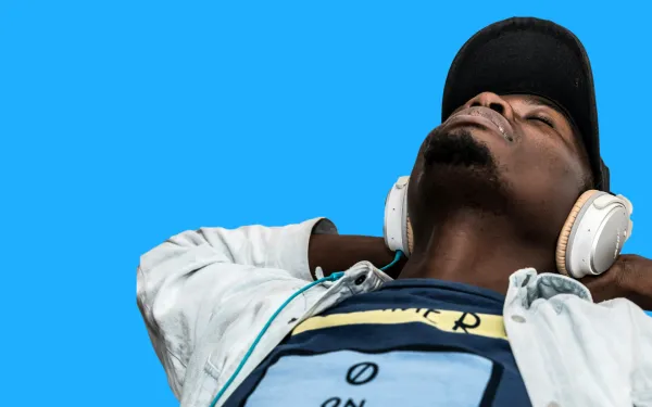 Man listening to music on headphones